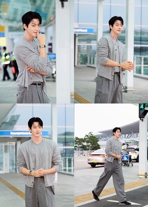 <b>김우빈</b>, 가을 분위기 물씬~그레이톤 <b>공항패션</b> 눈길