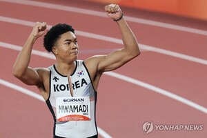 나마디 <b>조엘진</b>, 남자 <b>100ｍ</b> 조 1위...<b>비웨사</b> 나란히 <b>결선</b> 진출